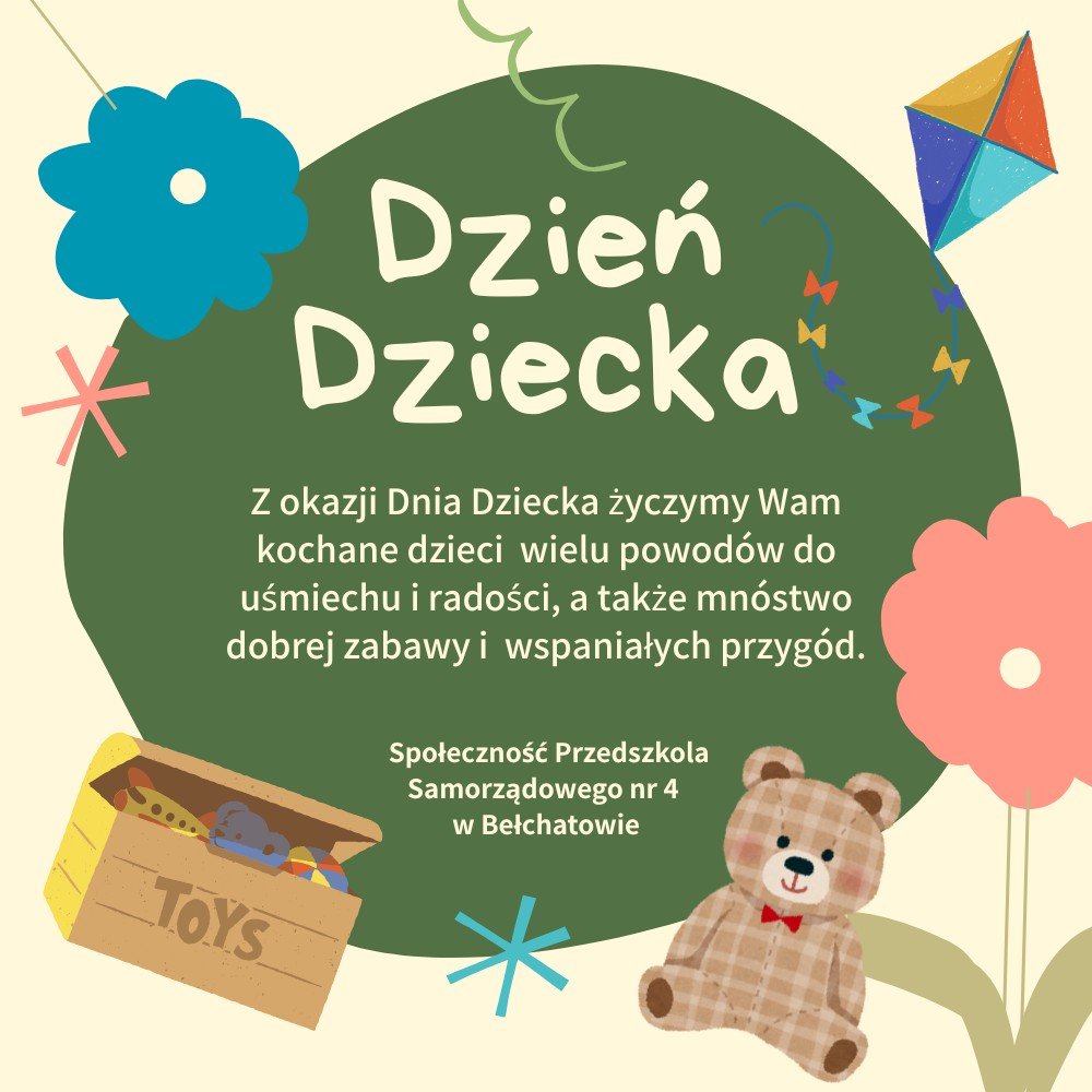 Kartka z życzeniami na dzień dziecka.