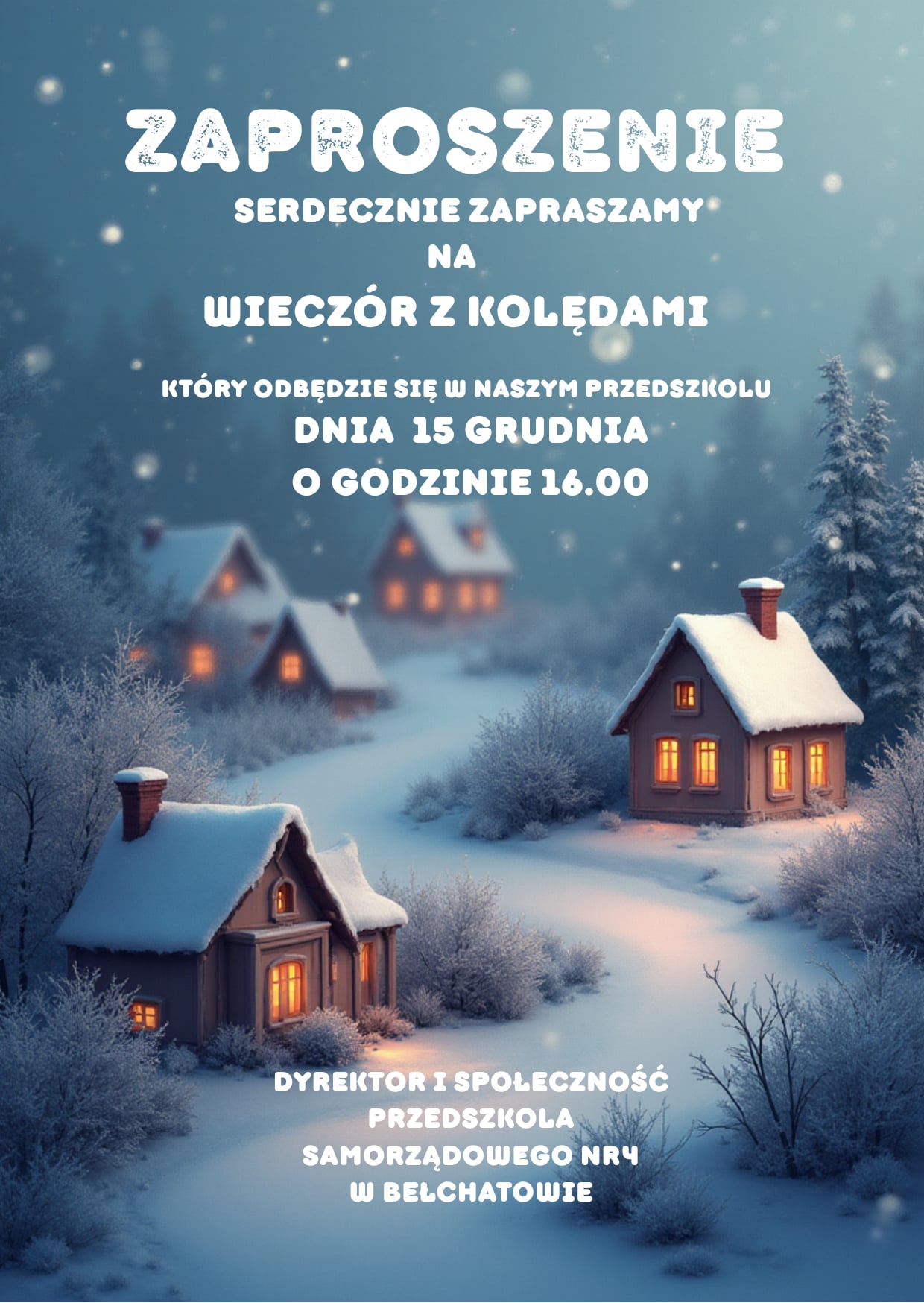 Zaproszenie na wiecz&oacute;r z kolędami. 